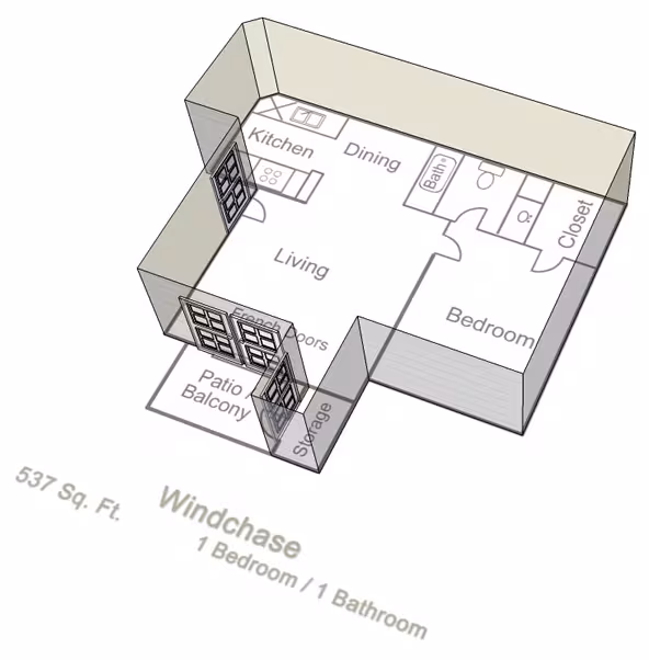1 Bed • 1 Bath 407 floor plan
